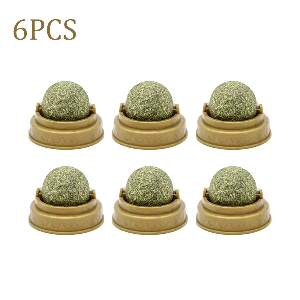 Rotating Catnip Ball Toys for Cats (1–10 Pack) – Edible Natural Cat Mint, Teeth Cleaning & Interactive Chasing Toy