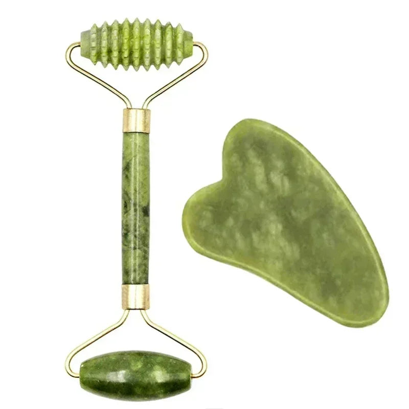 Jade Roller & Gua Sha Set β Natural Stone Face & Body Massager
