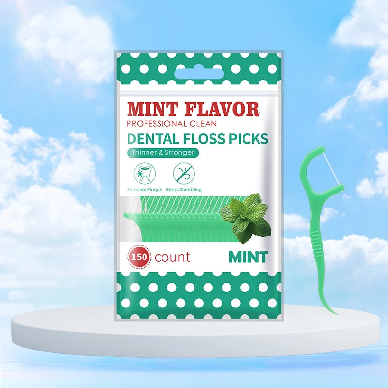 Mint Dental Floss Picks โ Portable Interdental Cleaning Sticks for Deep Oral Care (50โ750pcs)