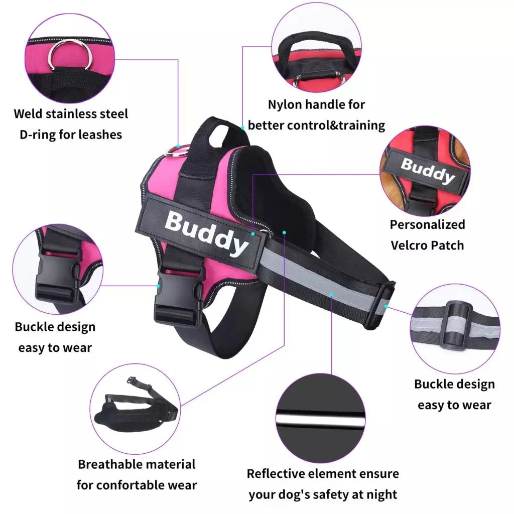 No-Pull Reflective Dog Harness – Adjustable & Breathable for All Dog Sizes