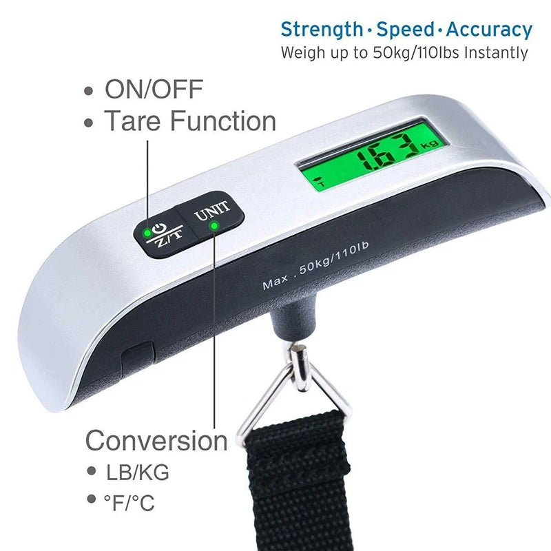 Portable Digital Luggage Scale – 50kg Travel Weight Checker with LCD Display