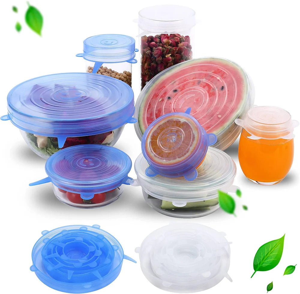 Reusable Silicone Food Storage Lids (6 Pieces Set) – Stretch Airtight Covers for Bowls & Containers