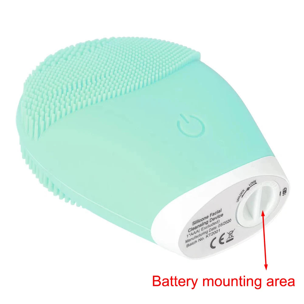 Electric Silicone Facial Cleansing Brush – Vibration Skincare Tool (Battery Powered)