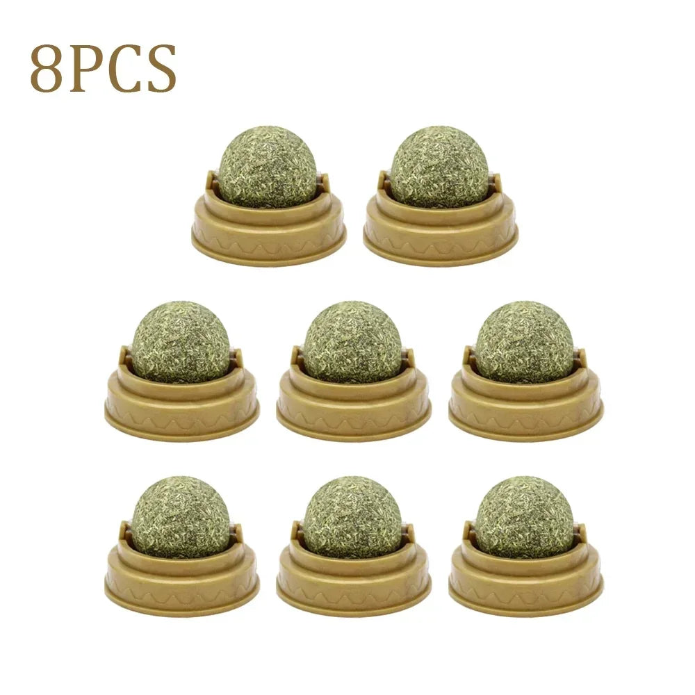 Rotating Catnip Ball Toys for Cats (1–10 Pack) – Edible Natural Cat Mint, Teeth Cleaning & Interactive Chasing Toy