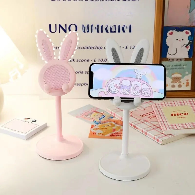 Cute Rabbit Adjustable Phone Stand – Foldable Desktop Holder for Smartphones & Tablets | Portable & Stable Design