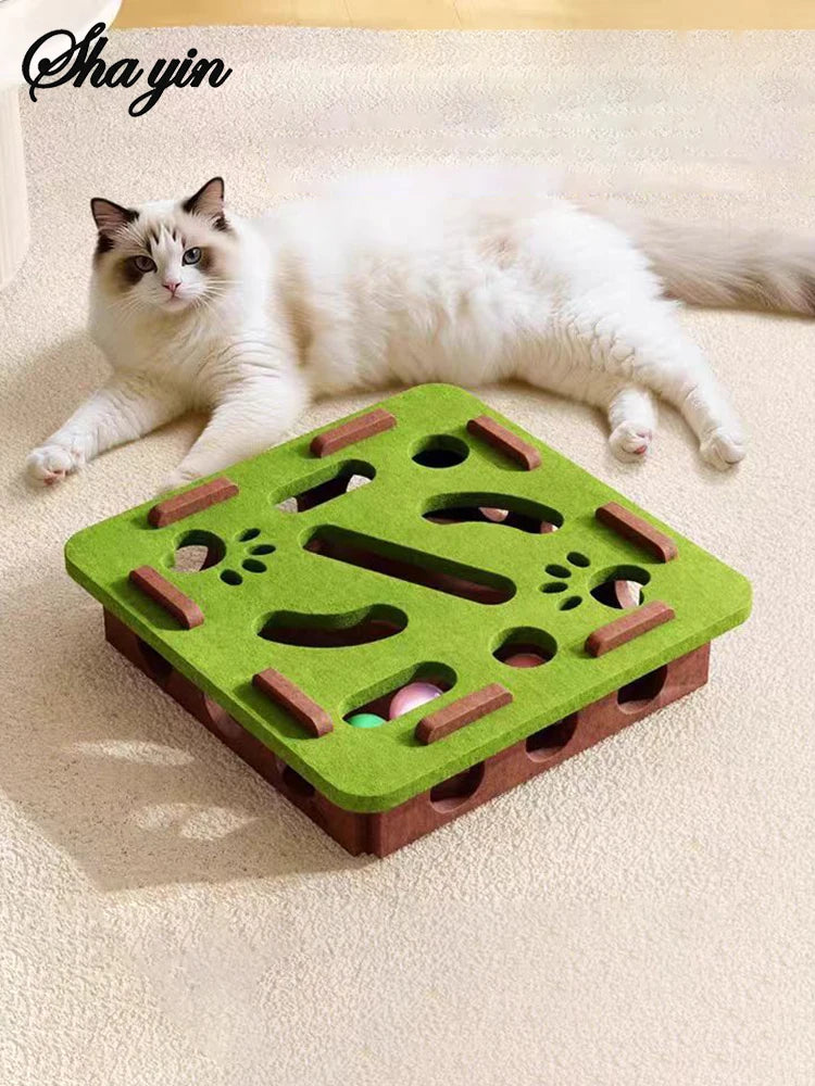 Interactive Cat Puzzle Toy Box – Felt Maze Digging Toy for Cats, Boredom Relief & Mental Stimulation