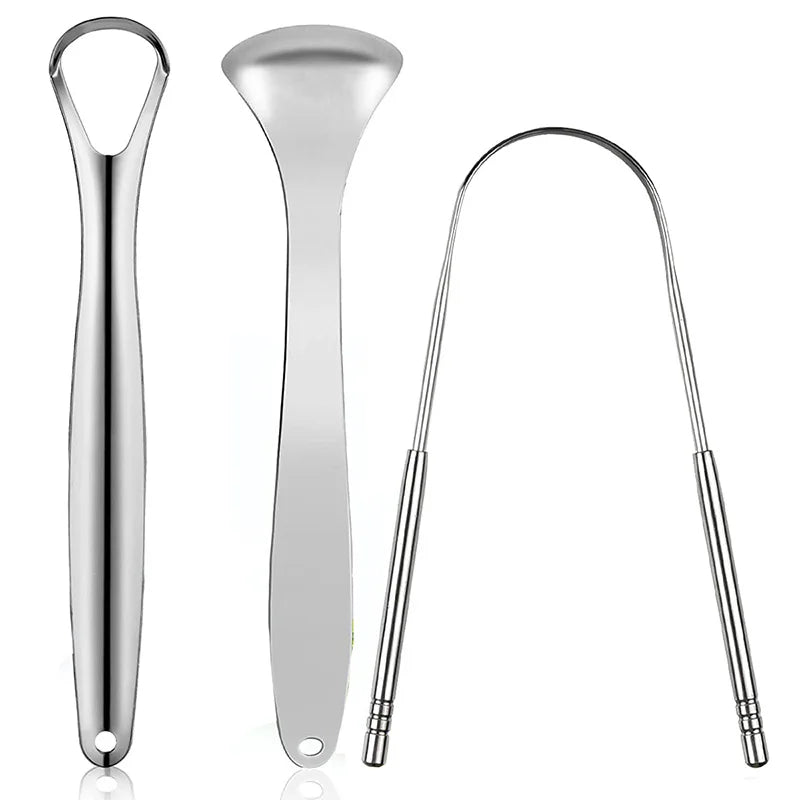 Stainless Steel Tongue Scraper – Fresh Breath Oral Cleaner (1pc / 3pcs, Multiple Shapes)