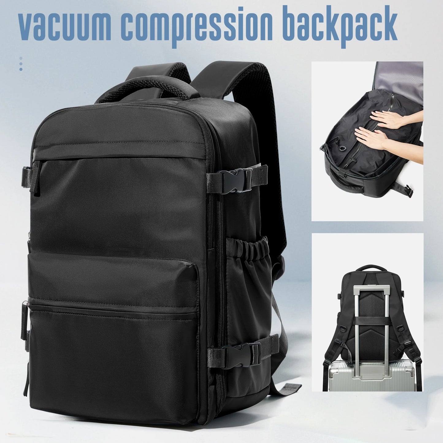 Smart Vacuum Travel Backpack – Large Expandable Capacity with Pump | Business, School & Travel Bag for Men & Women