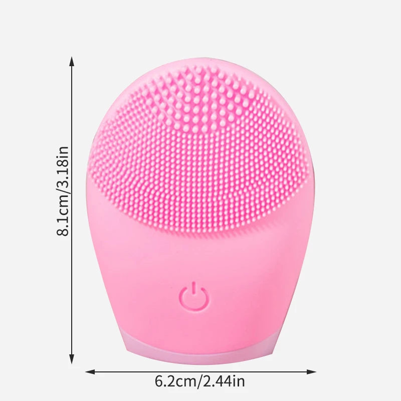Electric Silicone Facial Cleansing Brush – Vibration Skincare Tool (Battery Powered)