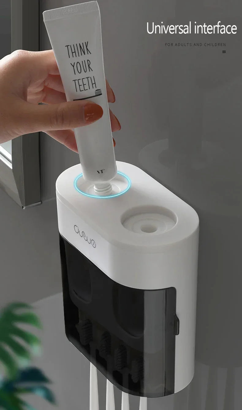 Wall-Mounted Toothpaste Dispenser – Automatic Squeeze & Toothbrush Holder