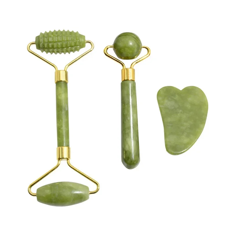 Jade Roller & Gua Sha Set – Natural Stone Face & Body Massager