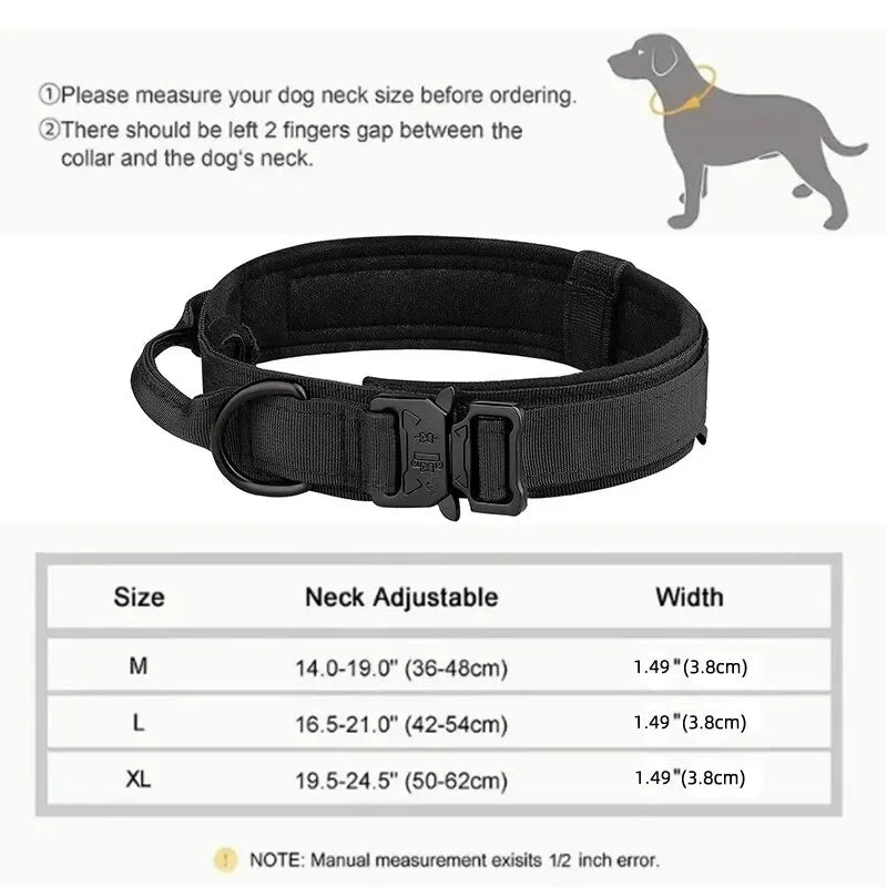 Tactical Dog Collar for Large Dogs – Heavy Duty Adjustable Training Collar with Quick Release Buckle (Medium & Large Breeds)