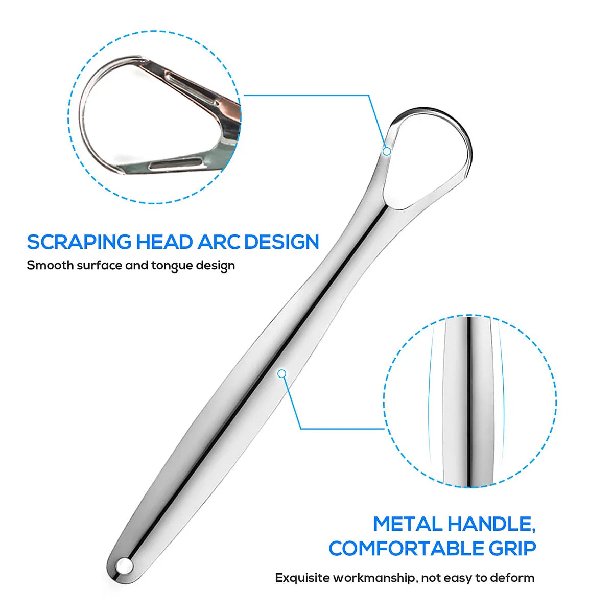 Stainless Steel Tongue Scraper – Fresh Breath Oral Cleaner (1pc / 3pcs, Multiple Shapes)