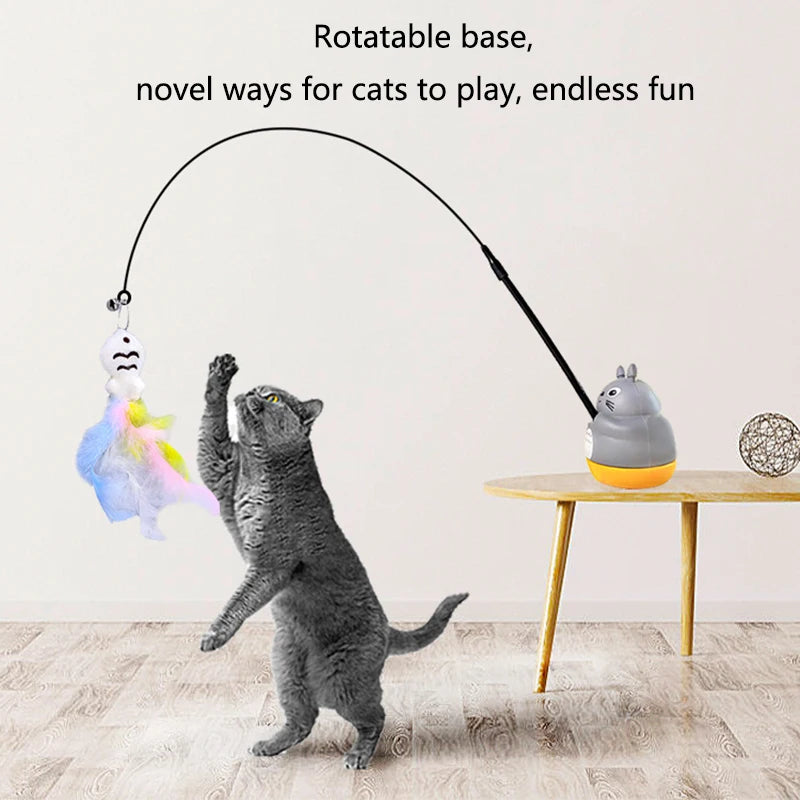 Interactive Cat Wand Toy – Feather Teaser Stick with Steel Wire for Cats & Kittens Play & Exercise
