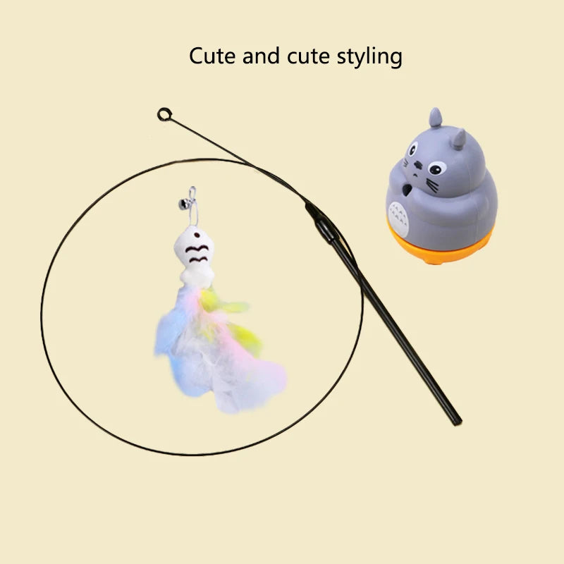 Interactive Cat Wand Toy – Feather Teaser Stick with Steel Wire for Cats & Kittens Play & Exercise
