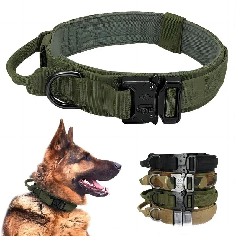 Tactical Dog Collar for Large Dogs – Heavy Duty Adjustable Training Collar with Quick Release Buckle (Medium & Large Breeds)