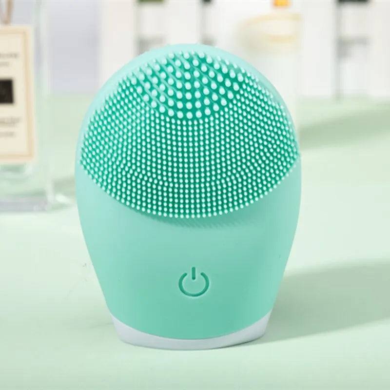 Electric Silicone Facial Cleansing Brush – Vibration Skincare Tool (Battery Powered)
