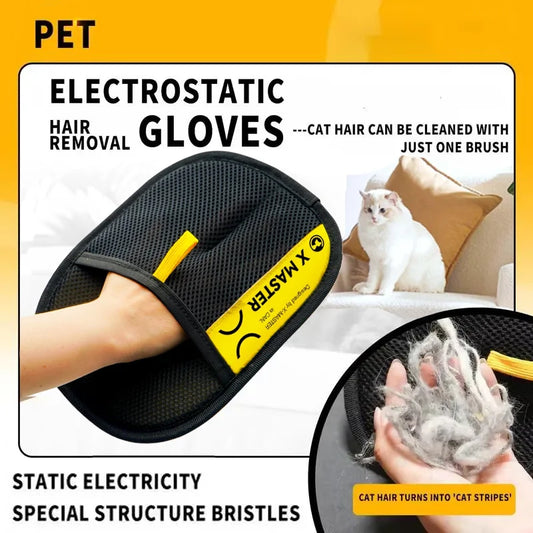 Pet Hair Remover Glove – Reusable Grooming & Deshedding Glove with 2-in-1 Lint Roller for Cats & Dogs