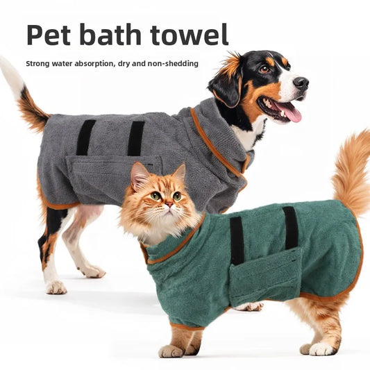Pet Bath Towel Robe – Super Absorbent Dog & Cat Drying Wrap