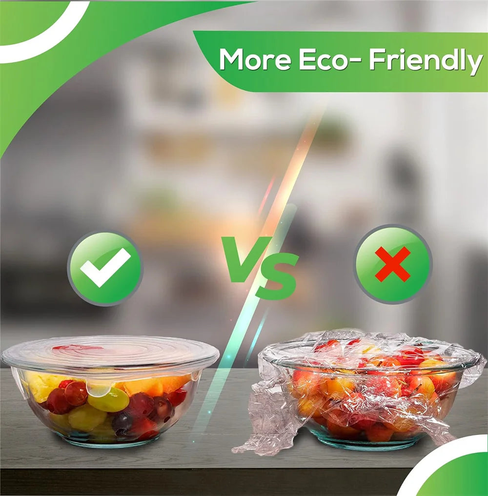 Reusable Silicone Food Storage Lids (6 Pieces Set) – Stretch Airtight Covers for Bowls & Containers