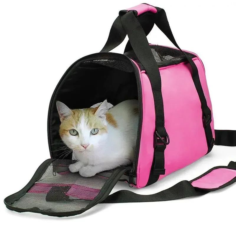 Foldable Mesh Pet Carrier Bag – Breathable Cat & Dog Travel Backpack