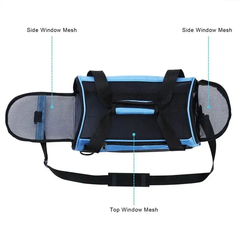 Foldable Mesh Pet Carrier Bag – Breathable Cat & Dog Travel Backpack