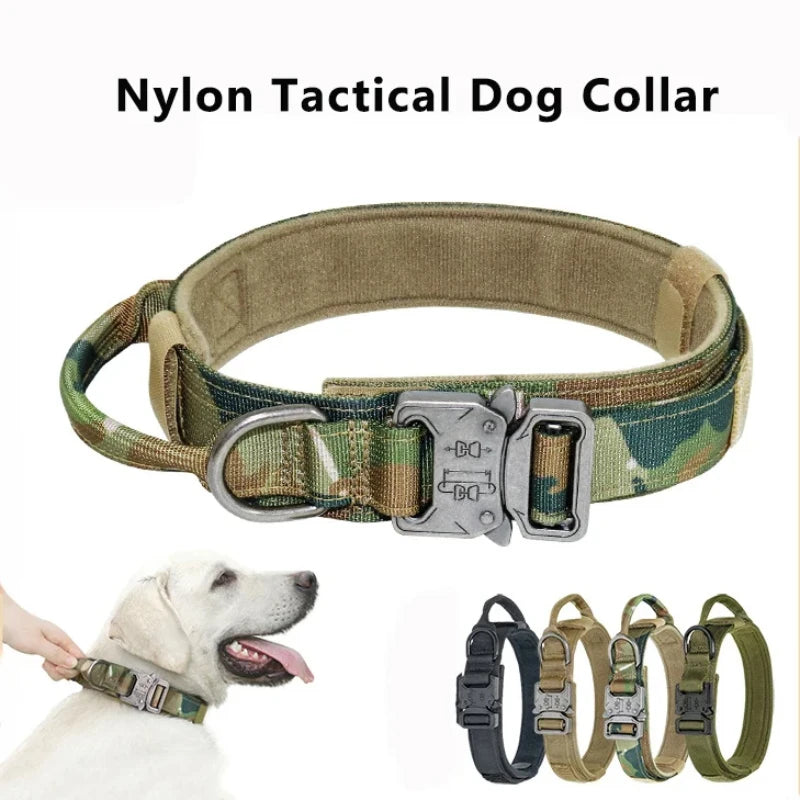 Tactical Dog Collar for Large Dogs – Heavy Duty Adjustable Training Collar with Quick Release Buckle (Medium & Large Breeds)