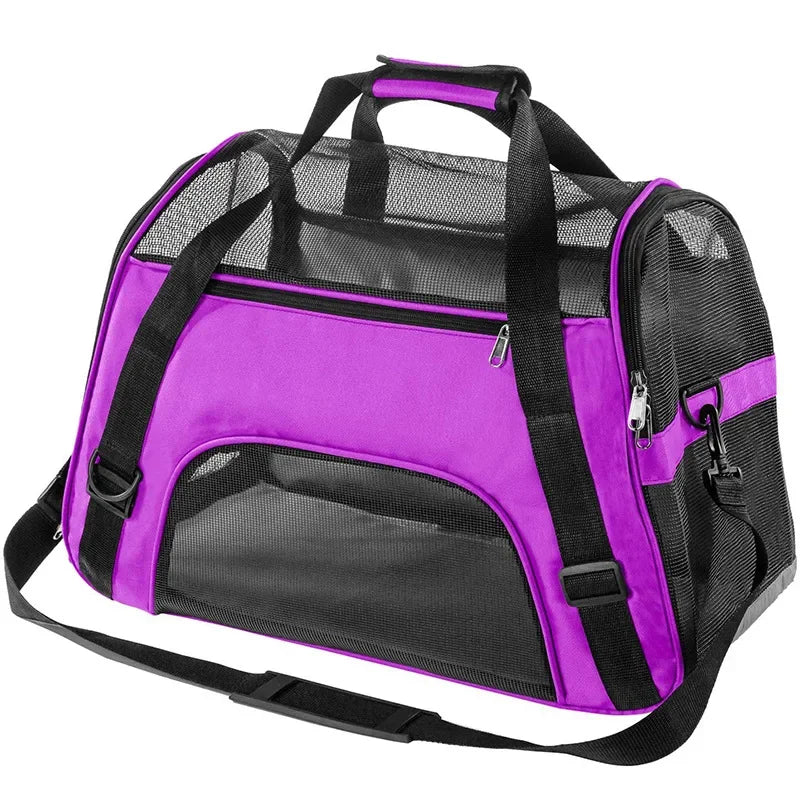 Foldable Mesh Pet Carrier Bag – Breathable Cat & Dog Travel Backpack