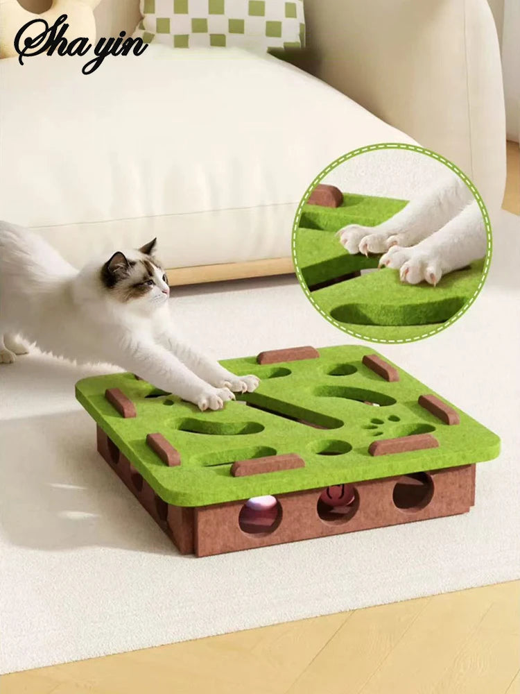 Interactive Cat Puzzle Toy Box – Felt Maze Digging Toy for Cats, Boredom Relief & Mental Stimulation