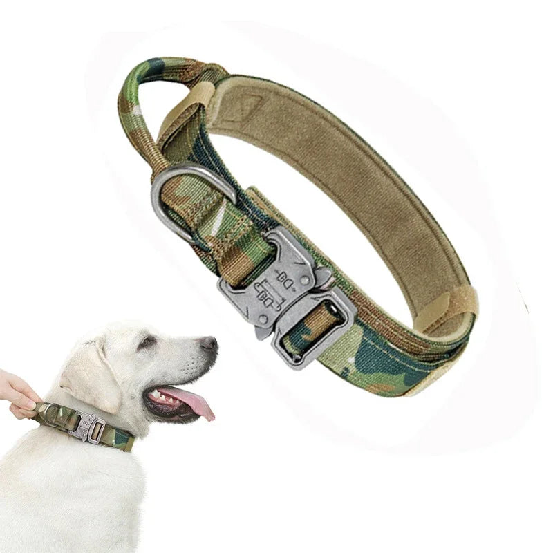 Tactical Dog Collar for Large Dogs – Heavy Duty Adjustable Training Collar with Quick Release Buckle (Medium & Large Breeds)