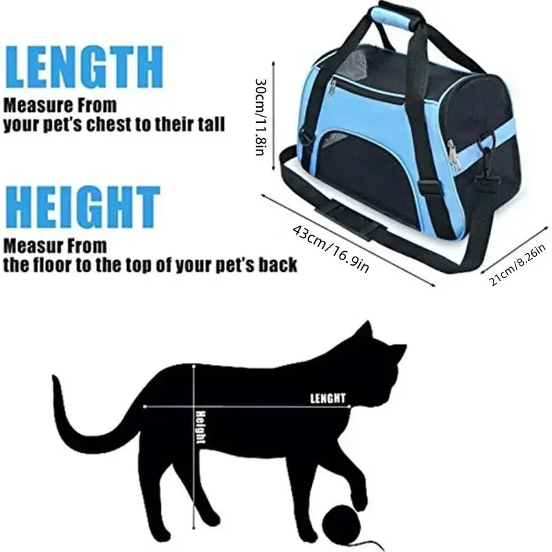 Foldable Mesh Pet Carrier Bag – Breathable Cat & Dog Travel Backpack
