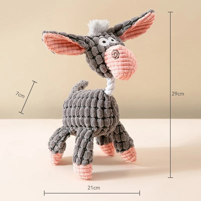 Interactive Plush Donkey Dog Toy with Sound | Cotton Rope Bite Training Pet Toy for Dogs & Cats | Durable Chew & Play Toy
