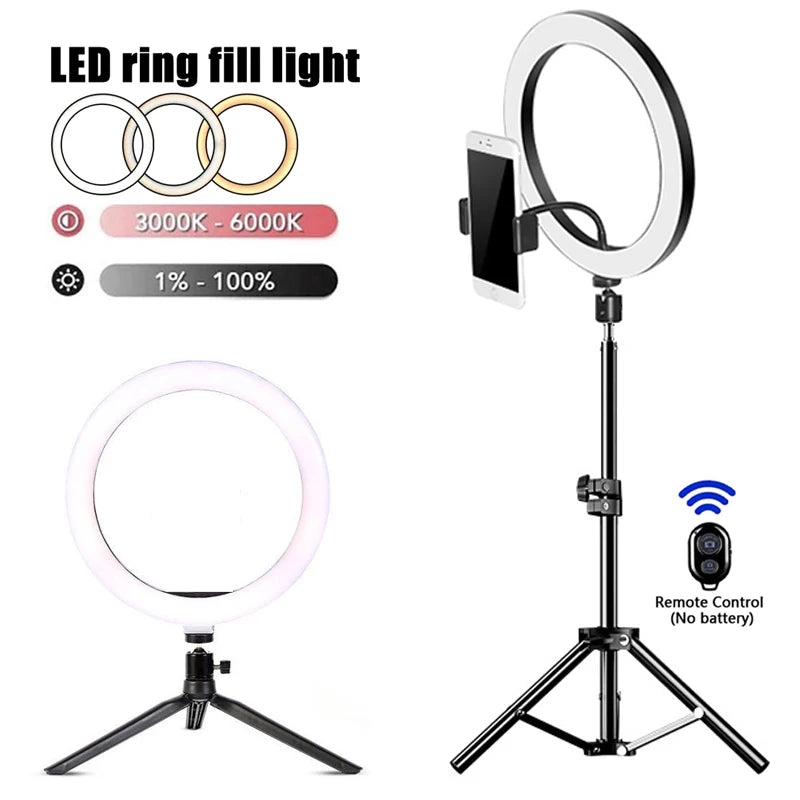 LED Ring Light with Tripod & Phone Mount – Dimmable 10" Selfie Light for TikTok, YouTube, Makeup & Zoom