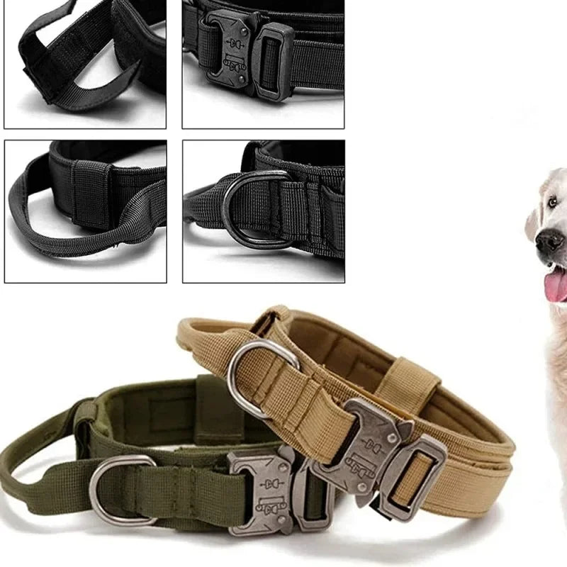 Tactical Dog Collar for Large Dogs – Heavy Duty Adjustable Training Collar with Quick Release Buckle (Medium & Large Breeds)