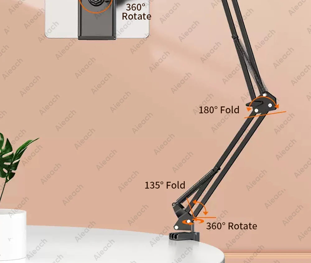 Flexible Lazy Arm Tablet & Phone Holder – Universal 360° Aluminum Mount