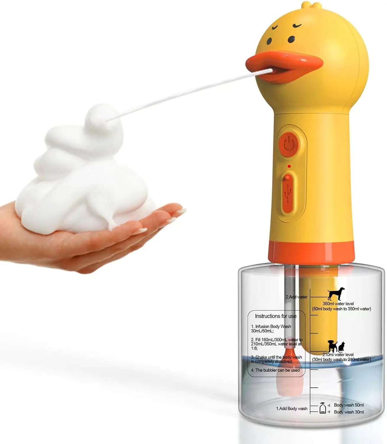 Automatic Pet Foam Dispenser – USB Rechargeable Dog & Cat Bathing Soap Machine (Duck Design)