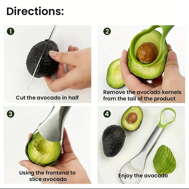 2-in-1 Avocado Slicer & Peeler – Stainless Steel Avocado Cutter & Fruit Slicing Tool