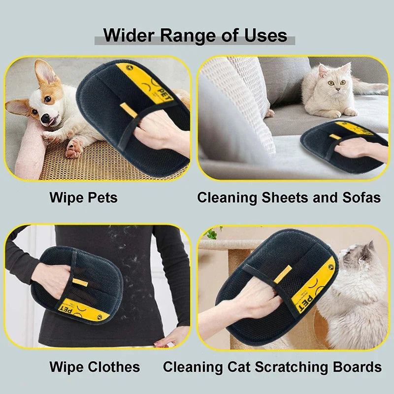 Pet Hair Remover Glove – Reusable Grooming & Deshedding Glove with 2-in-1 Lint Roller for Cats & Dogs