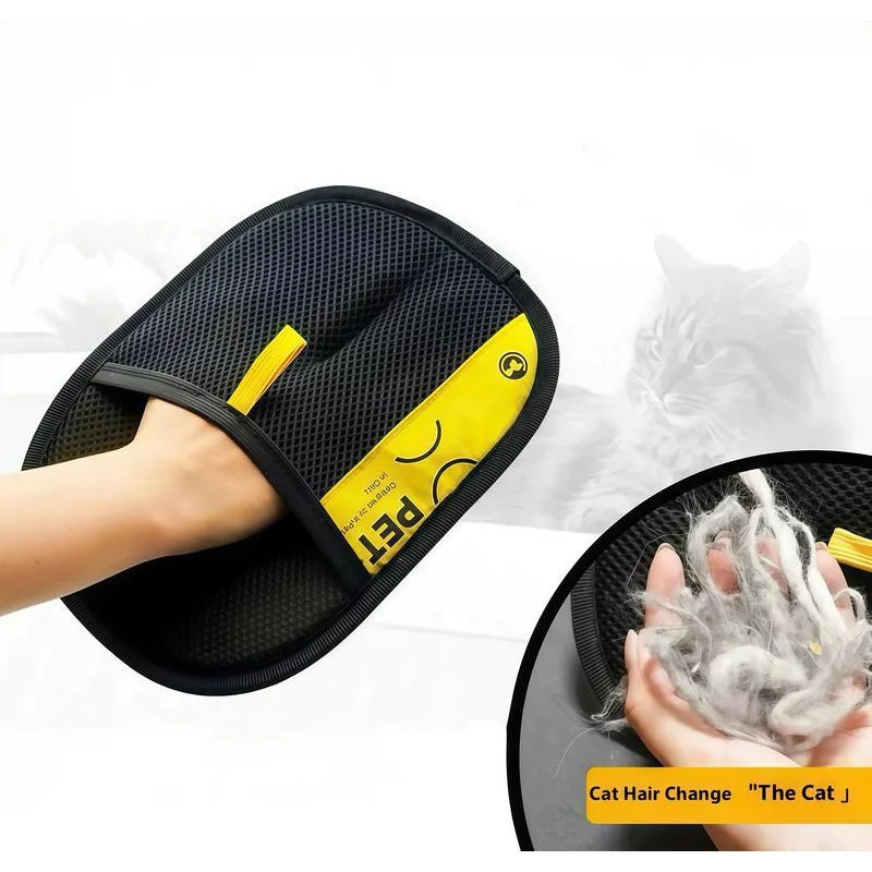 Pet Hair Remover Glove – Reusable Grooming & Deshedding Glove with 2-in-1 Lint Roller for Cats & Dogs