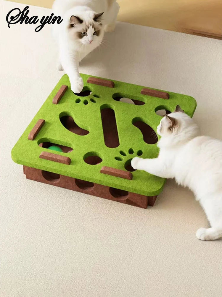 Interactive Cat Puzzle Toy Box – Felt Maze Digging Toy for Cats, Boredom Relief & Mental Stimulation