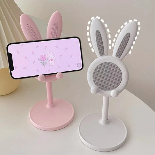 Cute Rabbit Adjustable Phone Stand – Foldable Desktop Holder for Smartphones & Tablets | Portable & Stable Design