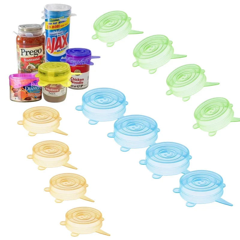 12-Pack Silicone Can Lids BPA-Free | Reusable Stretch Seal Covers for Cans, Yogurt, Mason Jars & Pet Food Storage