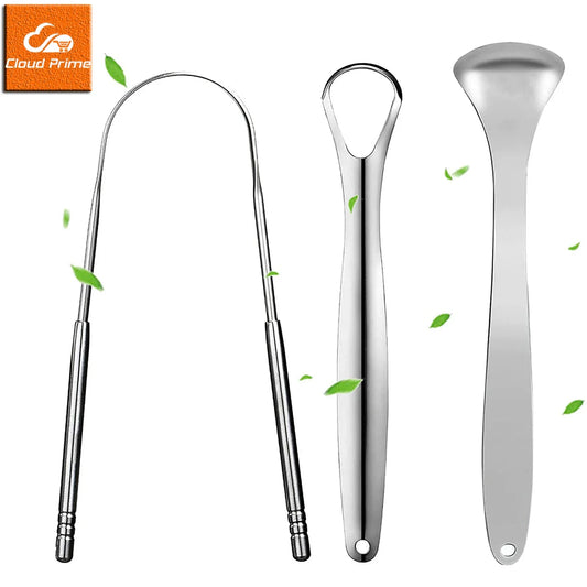 Stainless Steel Tongue Scraper – Fresh Breath Oral Cleaner (1pc / 3pcs, Multiple Shapes)