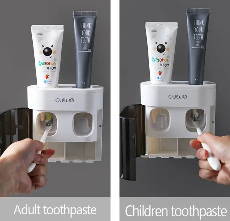 Wall-Mounted Toothpaste Dispenser – Automatic Squeeze & Toothbrush Holder