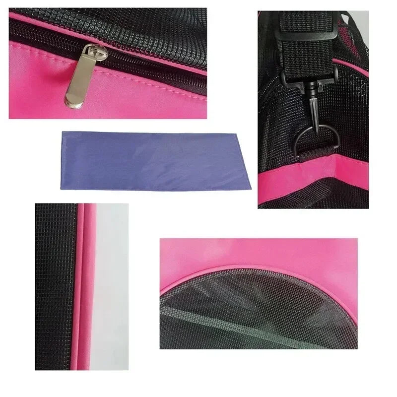 Foldable Mesh Pet Carrier Bag – Breathable Cat & Dog Travel Backpack
