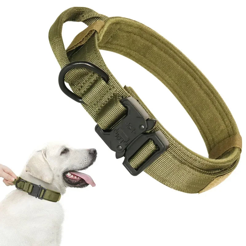 Tactical Dog Collar for Large Dogs – Heavy Duty Adjustable Training Collar with Quick Release Buckle (Medium & Large Breeds)