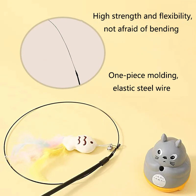 Interactive Cat Wand Toy – Feather Teaser Stick with Steel Wire for Cats & Kittens Play & Exercise