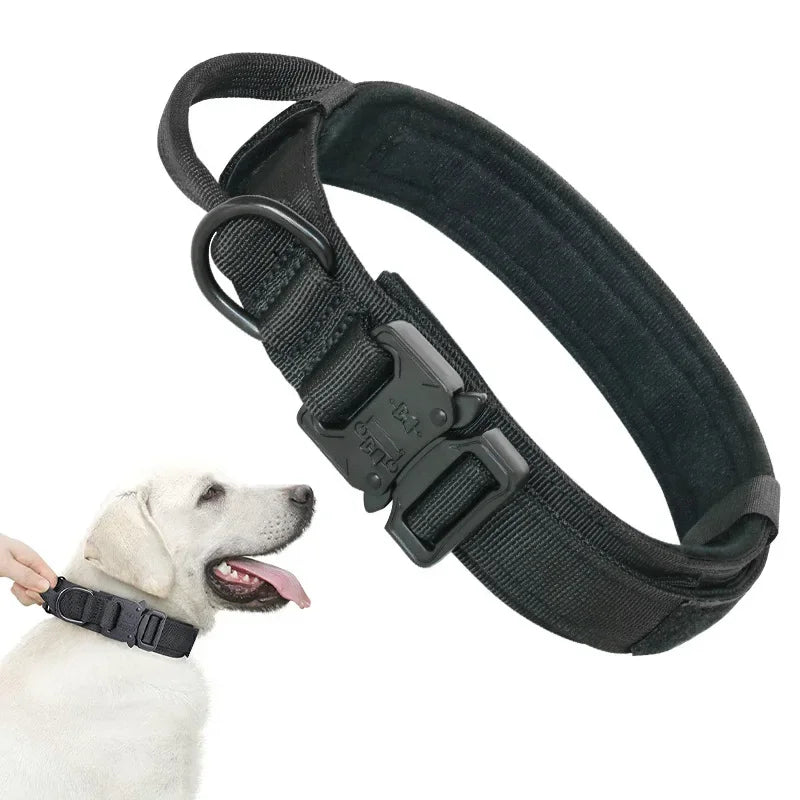 Tactical Dog Collar for Large Dogs – Heavy Duty Adjustable Training Collar with Quick Release Buckle (Medium & Large Breeds)