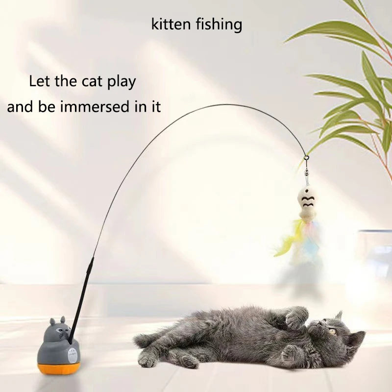 Interactive Cat Wand Toy – Feather Teaser Stick with Steel Wire for Cats & Kittens Play & Exercise