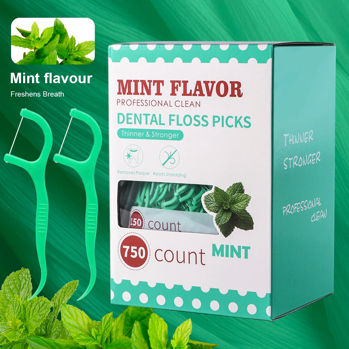 Mint Dental Floss Picks – Portable Interdental Cleaning Sticks for Deep Oral Care (50–750pcs)